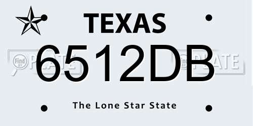6512DB Texas License Plate