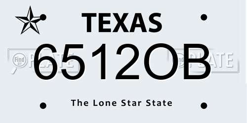 6512OB Texas License Plate