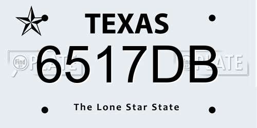 6517DB Texas License Plate