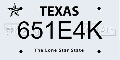 651E4K Texas License Plate