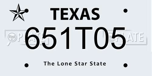 651T05 Texas License Plate
