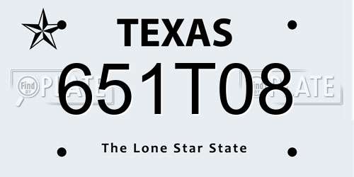 651T08 Texas License Plate