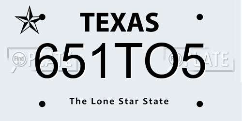 651TO5 Texas License Plate