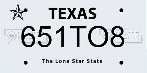 651TO8 Texas License Plate