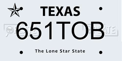 651TOB Texas License Plate