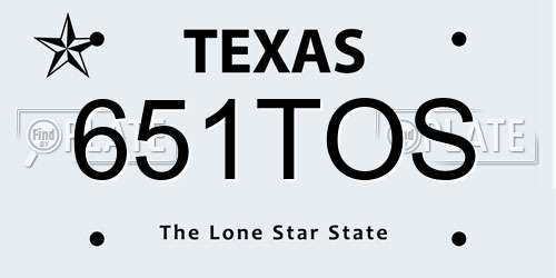 651TOS Texas License Plate