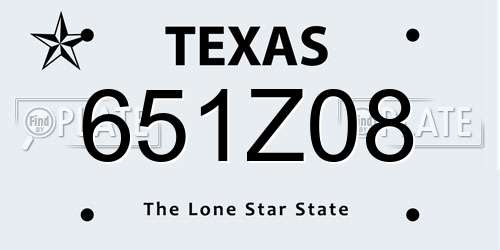 651Z08 Texas License Plate
