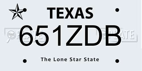 651ZDB Texas License Plate