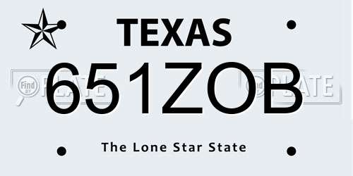 651ZOB Texas License Plate