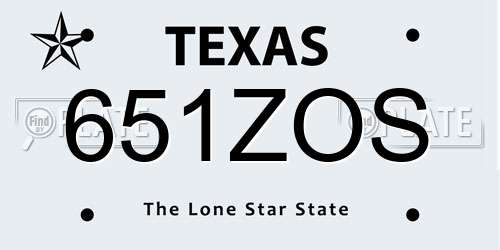 651ZOS Texas License Plate