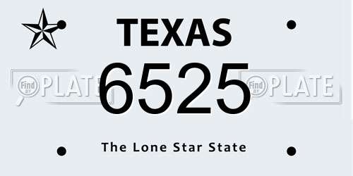 6525 Texas License Plate