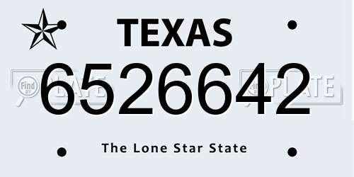 6526642 Texas License Plate