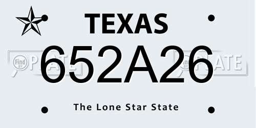 652A26 Texas License Plate