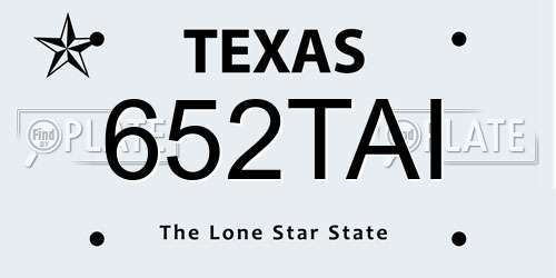 652TAI Texas License Plate