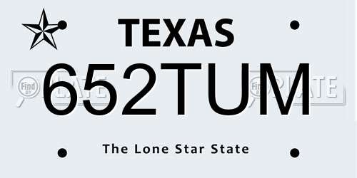652TUM Texas License Plate