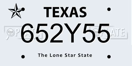 652Y55 Texas License Plate