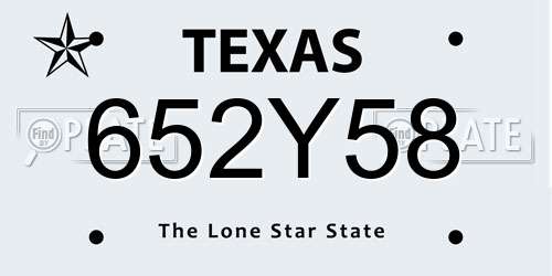 652Y58 Texas License Plate