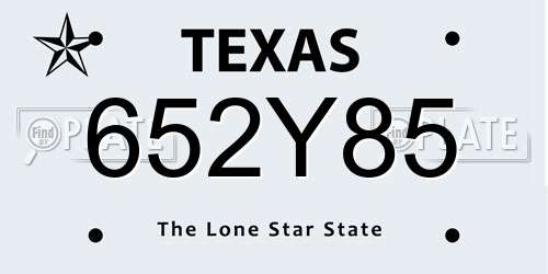 652Y85 Texas License Plate