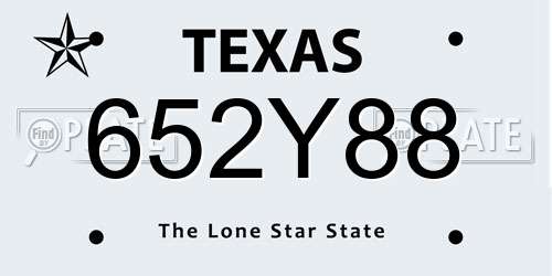652Y88 Texas License Plate