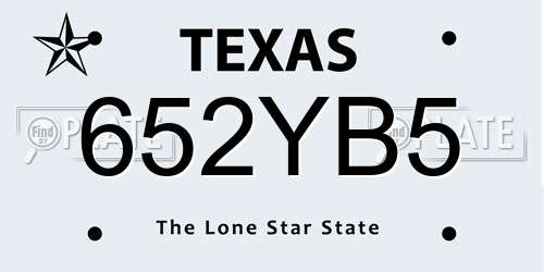 652YB5 Texas License Plate