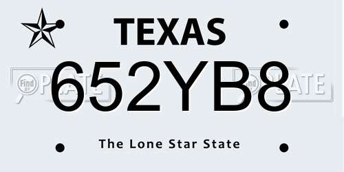 652YB8 Texas License Plate