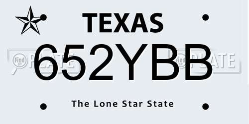 652YBB Texas License Plate