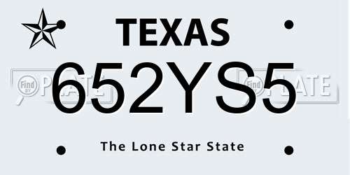 652YS5 Texas License Plate