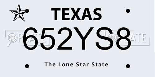 652YS8 Texas License Plate