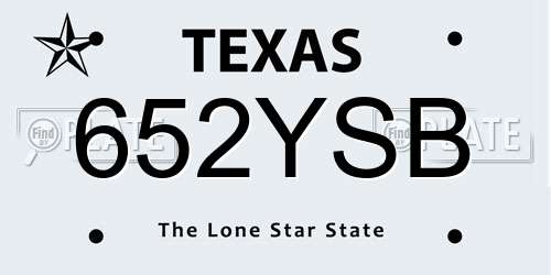652YSB Texas License Plate
