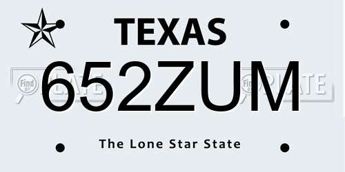 652ZUM Texas License Plate