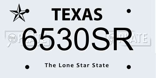 6530SR Texas License Plate