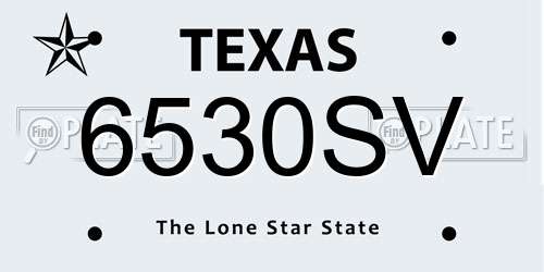 6530SV Texas License Plate