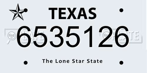 6535126 Texas License Plate