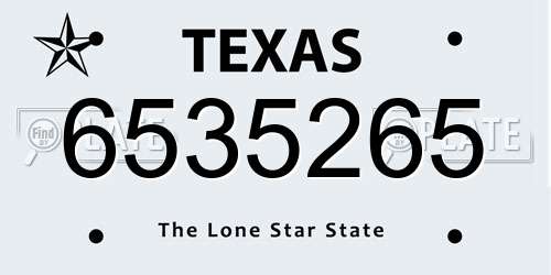 6535265 Texas License Plate