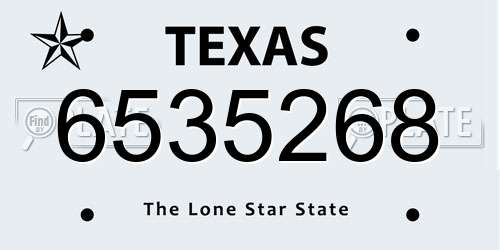 6535268 Texas License Plate