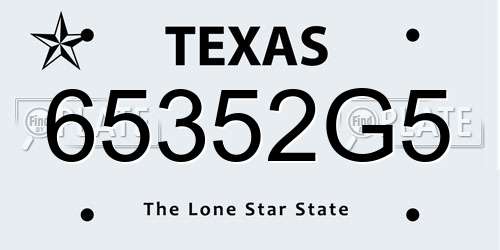 65352G5 Texas License Plate