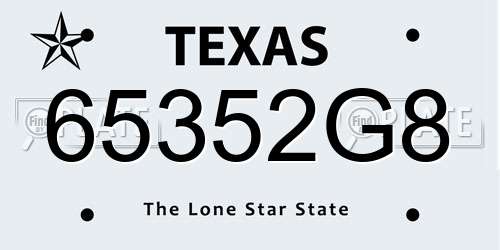 65352G8 Texas License Plate