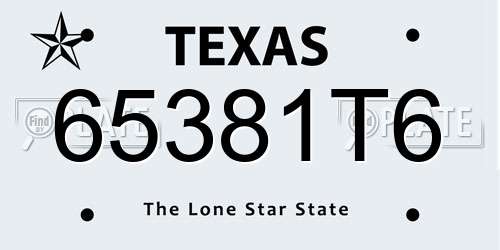 65381T6 Texas License Plate