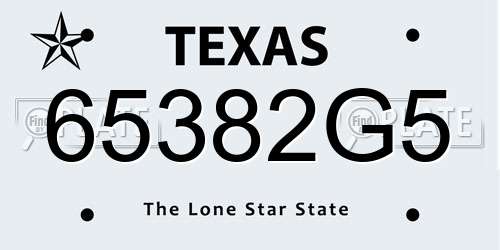 65382G5 Texas License Plate