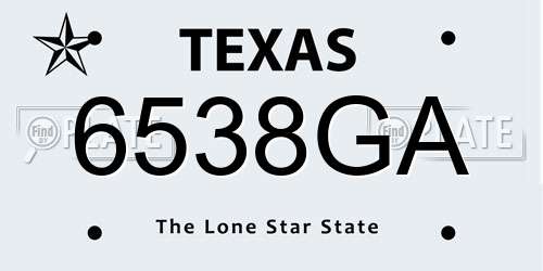 6538GA Texas License Plate
