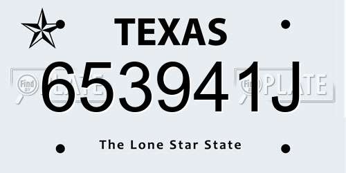 653941J Texas License Plate