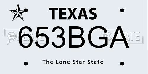 653BGA Texas License Plate