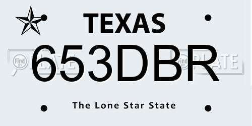 653DBR Texas License Plate