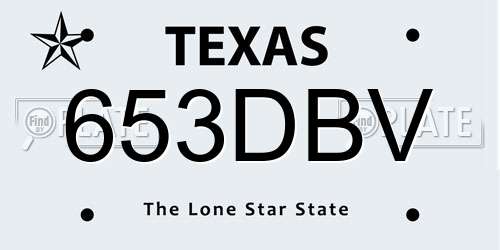 653DBV Texas License Plate