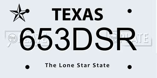 653DSR Texas License Plate