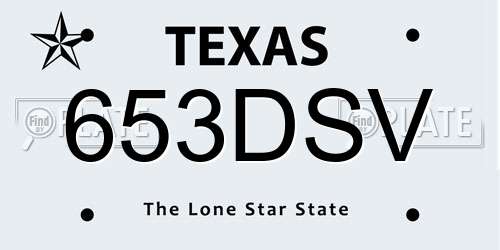 653DSV Texas License Plate