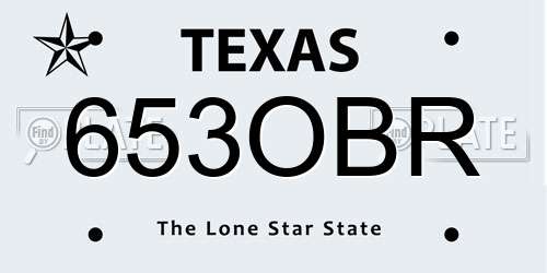 653OBR Texas License Plate