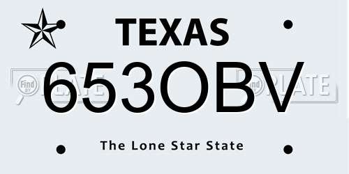 653OBV Texas License Plate
