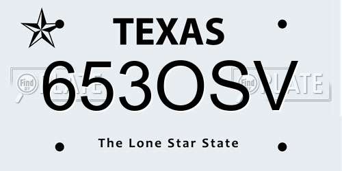 653OSV Texas License Plate
