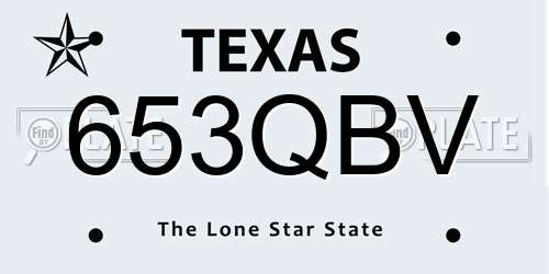653QBV Texas License Plate